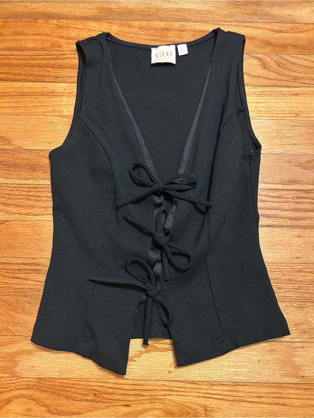 Good Luck Gem Black Tie-Front Tank Top